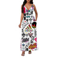 Straps V Neck Maxi Dress
