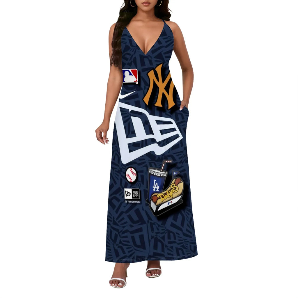Straps V Neck Maxi Dress