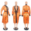 Women's Robes Print Loose Pajamas Bathrobe Bandage Robes Housewear Women's Wear Sleepwear Robes
