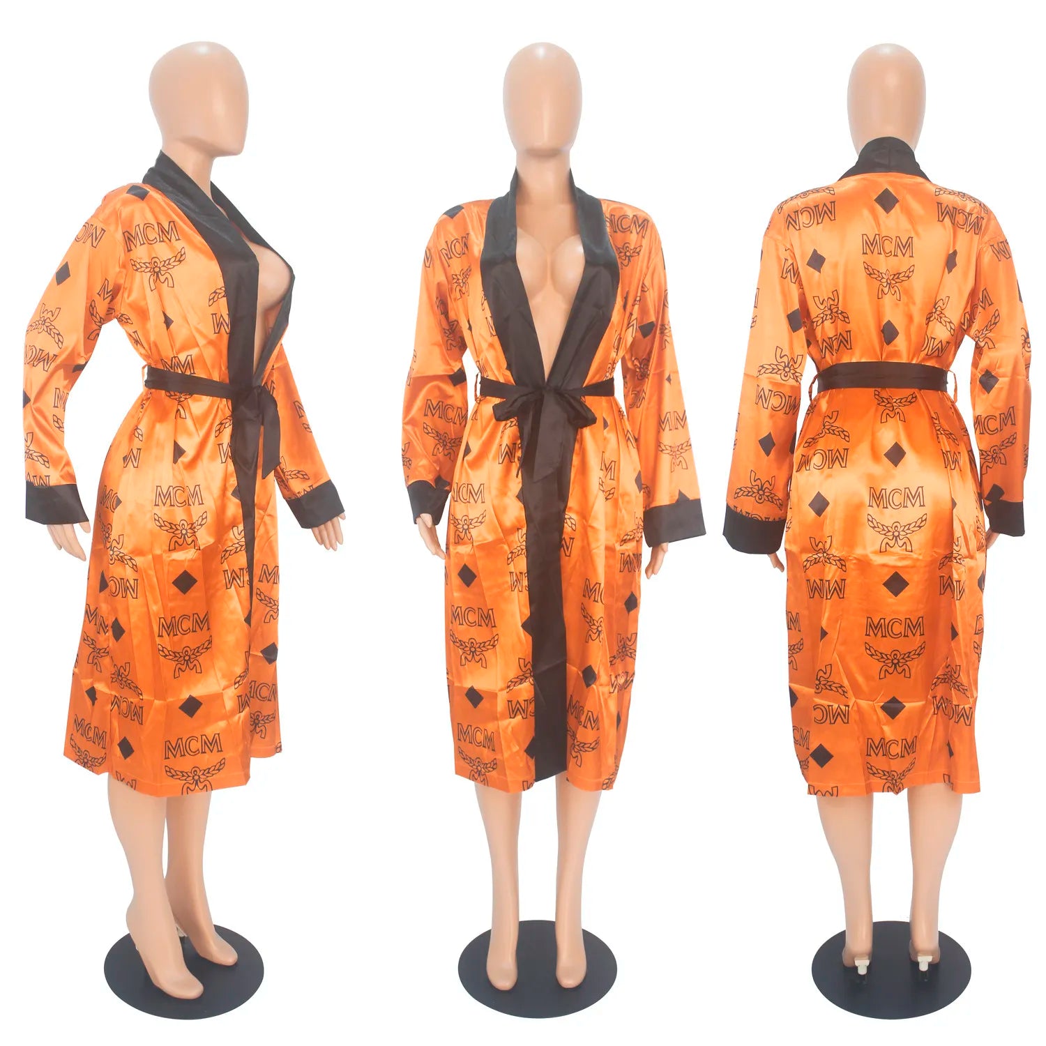 Women's Robes Print Loose Pajamas Bathrobe Bandage Robes Housewear Women's Wear Sleepwear Robes