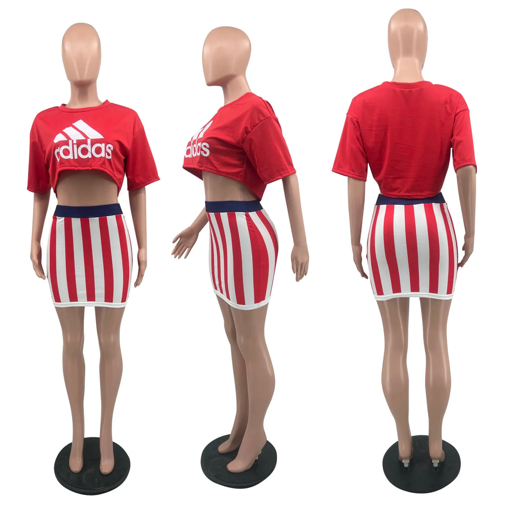 Highly Elastic Loose Irregular Top Bodycon Skirt Two-piece Set ADIDAS/ NIKE